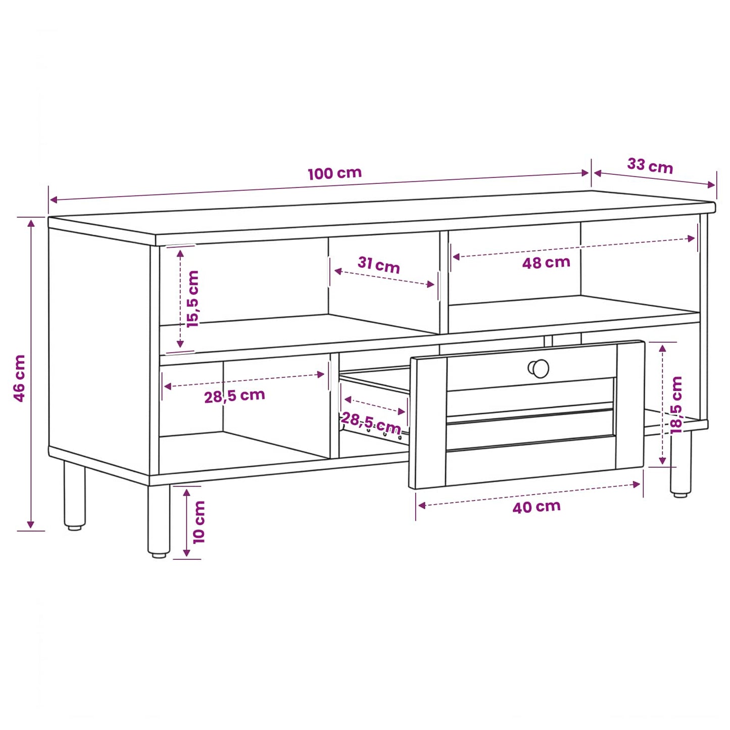 Storage Cabinets Natural 100 x 33 x 46 cm Solid Mango Wood