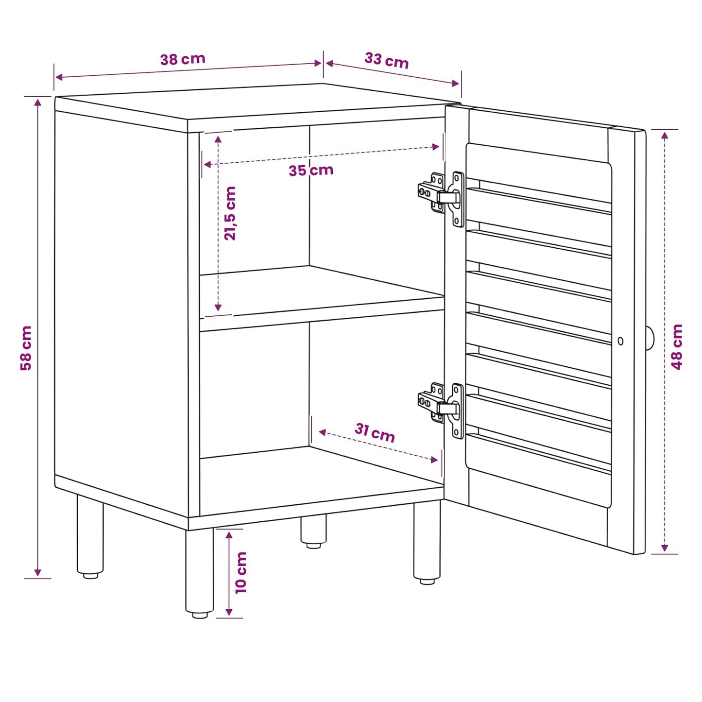 Bathroom Cabinet with Storage Brown and Black 38 x 33.5 x 58 cm