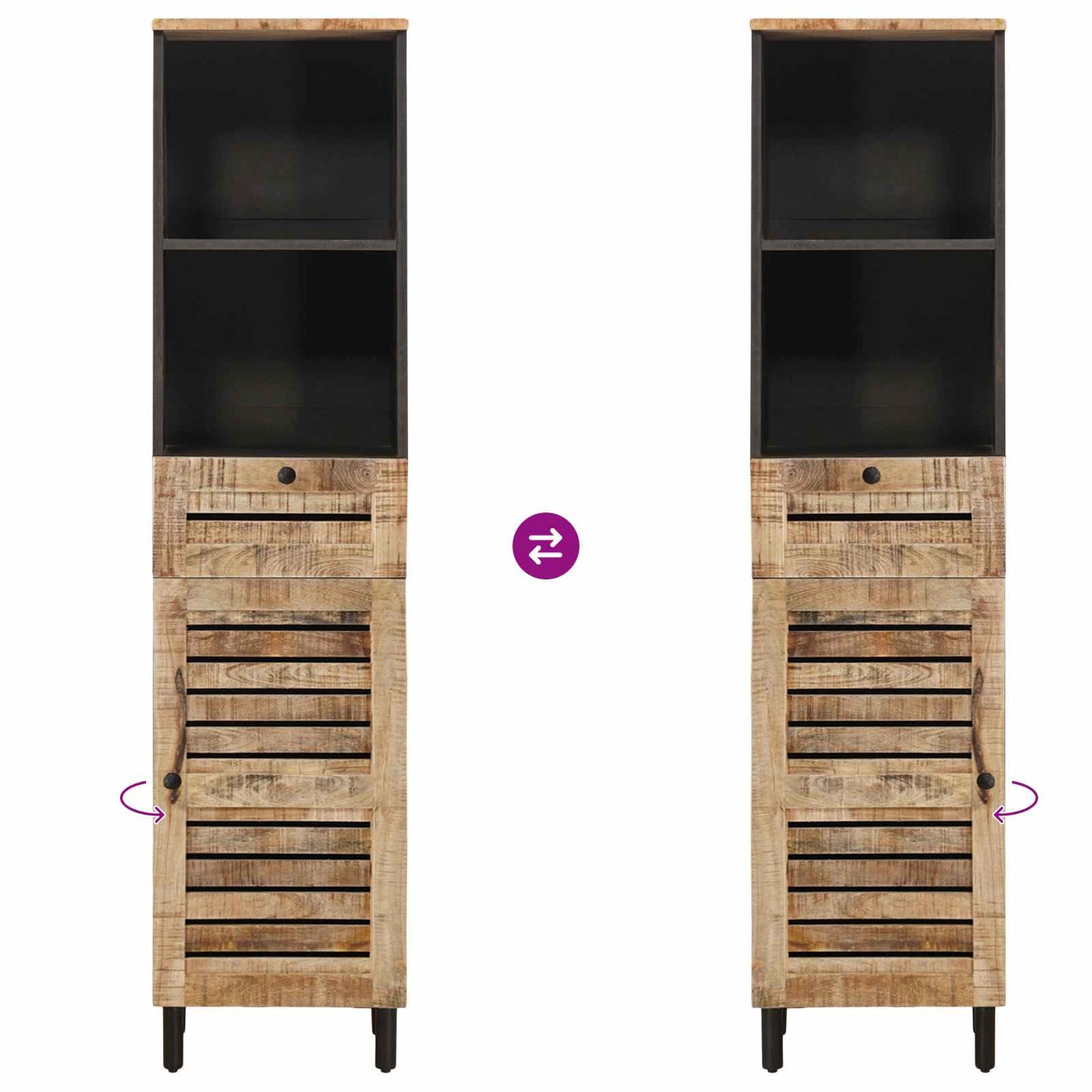 Bathroom Cabinet with Drawer Brown and Black 38 x 33.5 x 160 cm