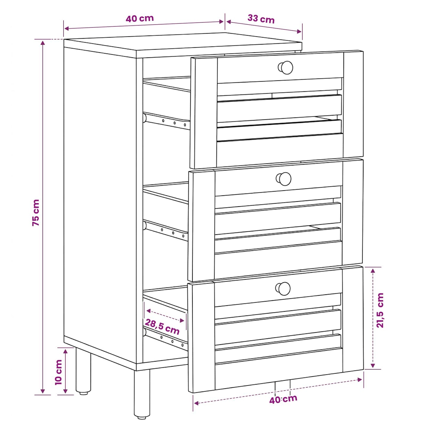 Storage Cabinets Natural 40 x 33 x 75 cm Solid Mango Wood