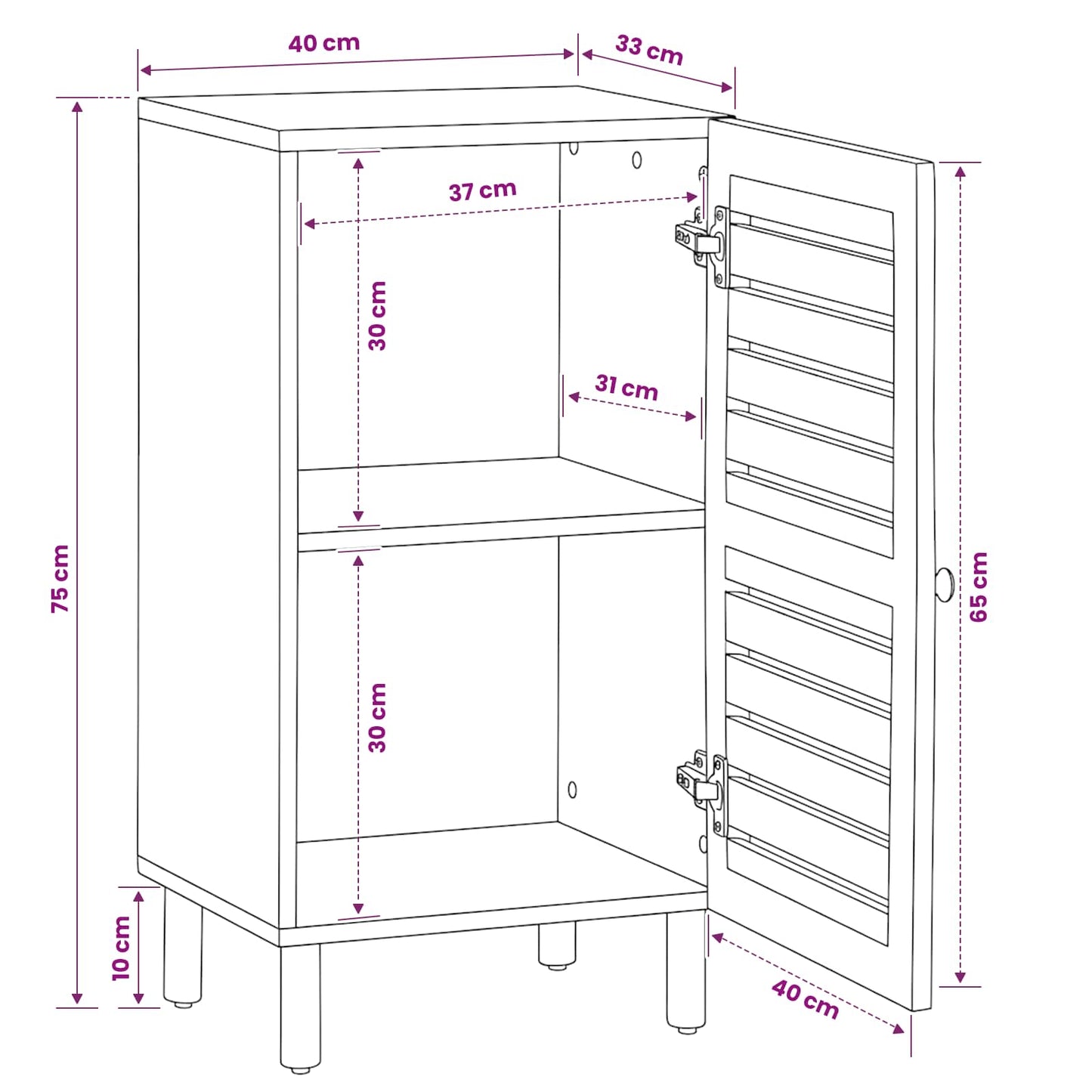 Storage Cabinet Natural 40 x 33 x 75 cm Solid Mango Wood