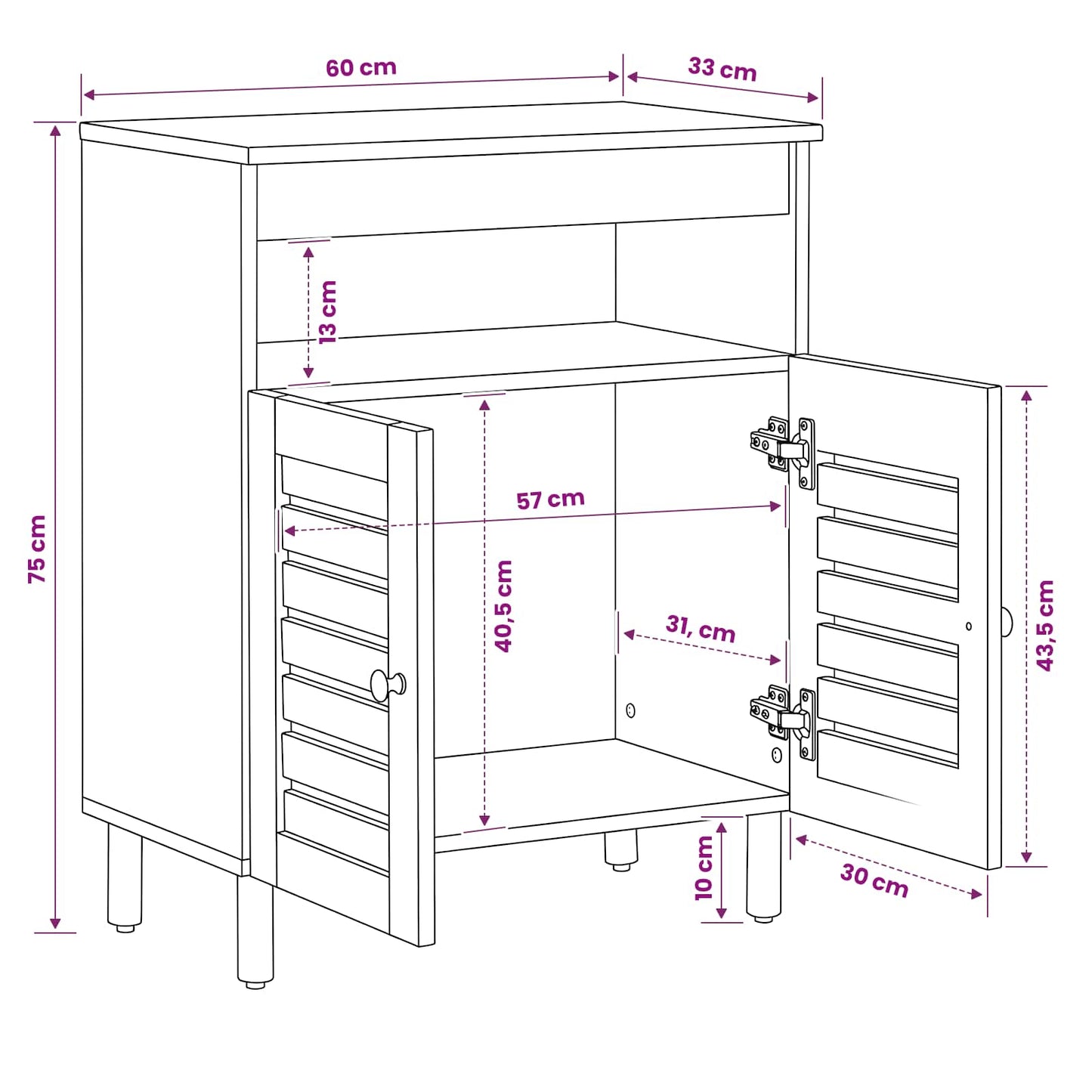 Storage Cabinets Natural 60 x 33 x 75 cm Solid Mango Wood