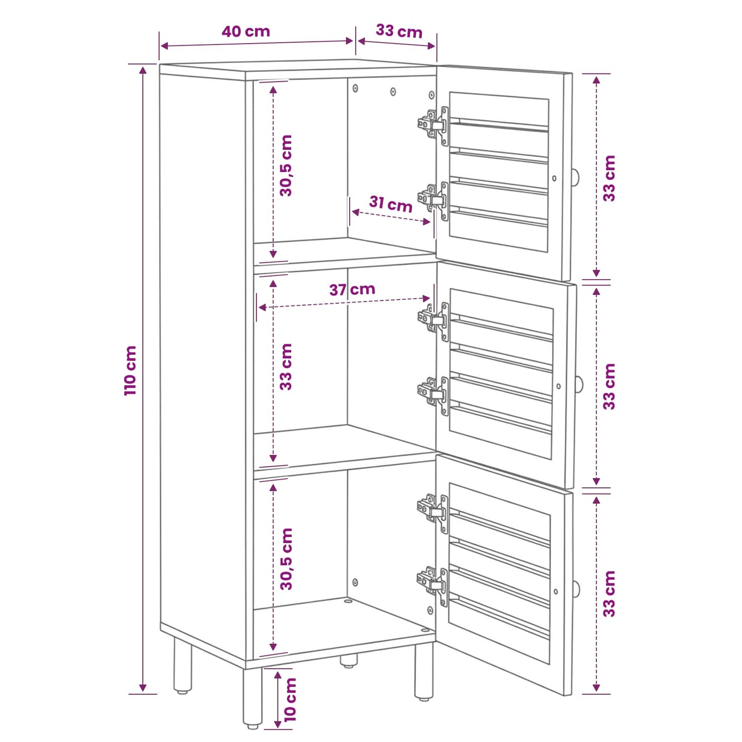 Storage Cabinets Natural 40 x 33 x 110 cm Solid Mango Wood