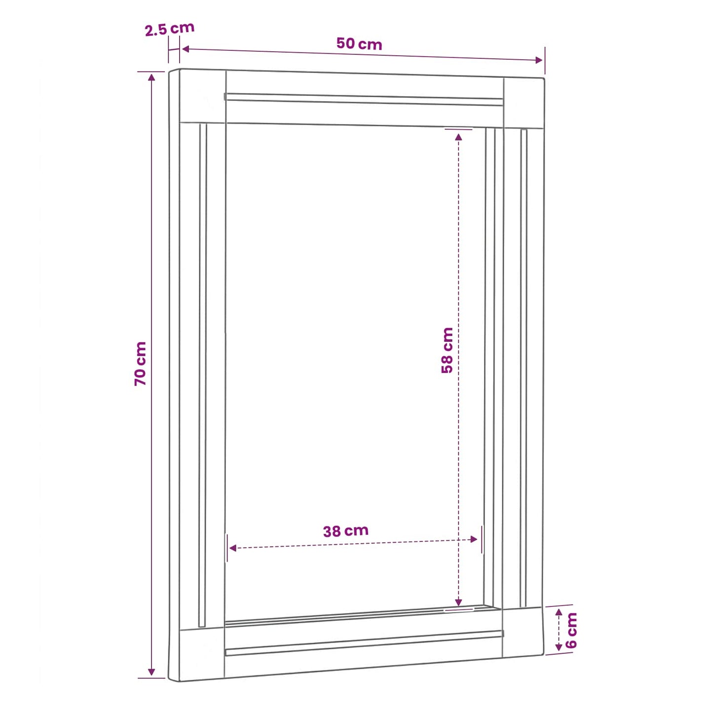 Mirror Wall-mounted Brown and Black 70 x 50 x 3 cm Glass
