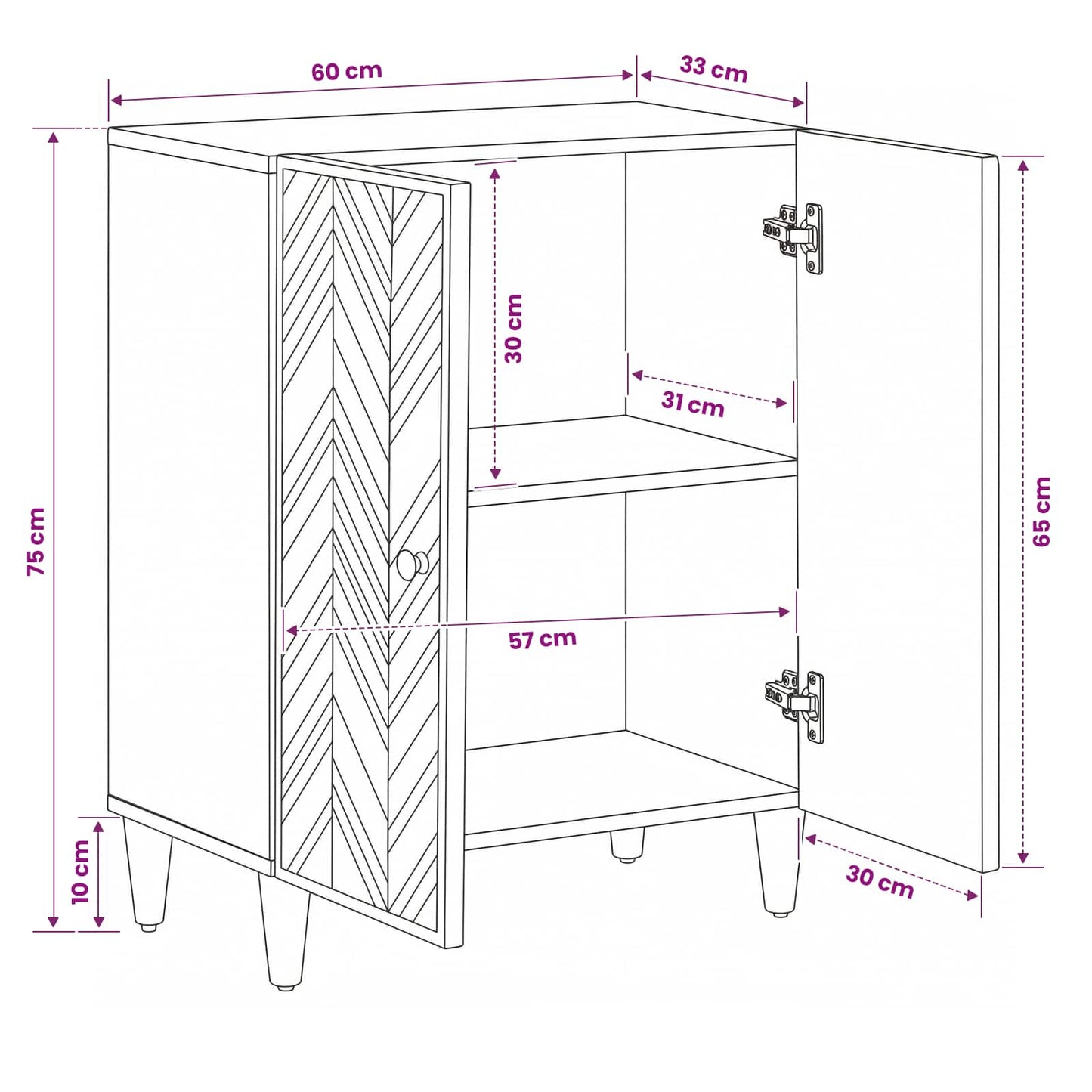Storage Cabinets Brown 60 x 33.5 x 75 cm Solid Mango Wood