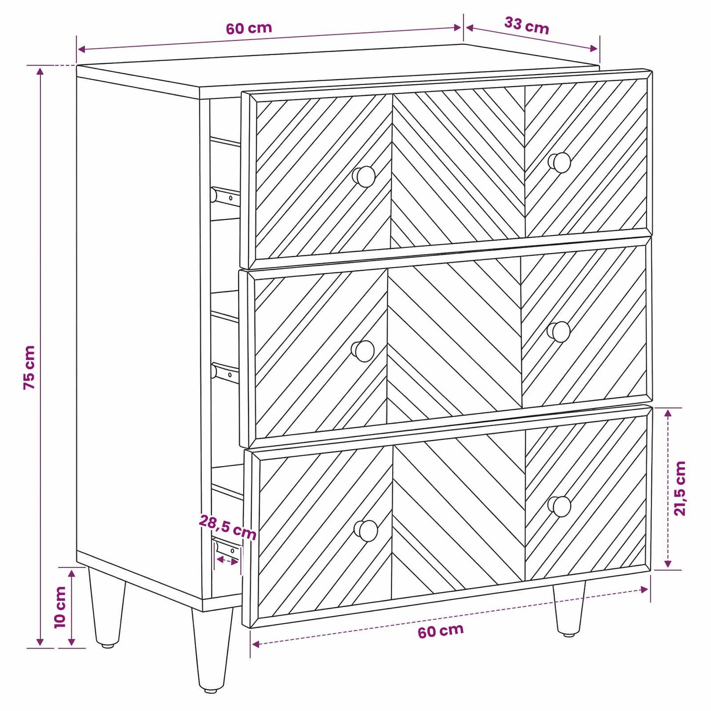 Storage Cabinets Brown 60 x 33.5 x 75 cm Solid Mango Wood