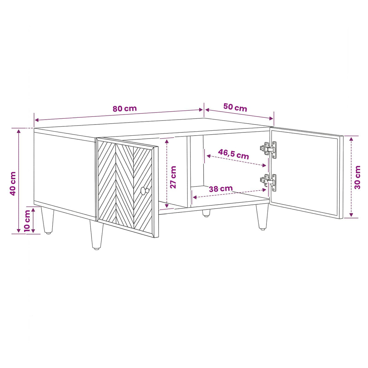 Coffee Table Brown 80 x 50 x 40 cm Solid Mango Wood