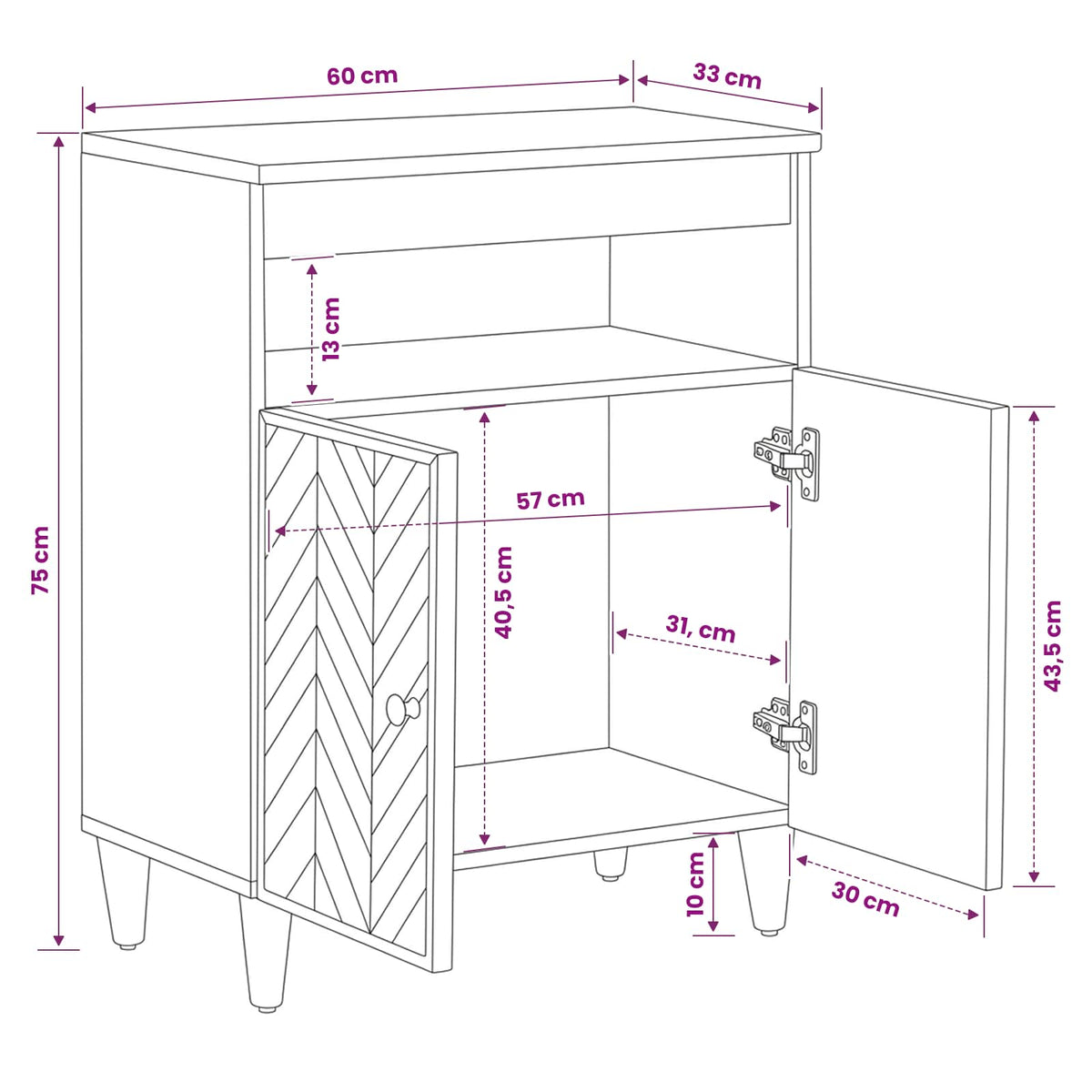 Storage Cabinets Brown 60 x 33.5 x 75 cm Solid Mango Wood