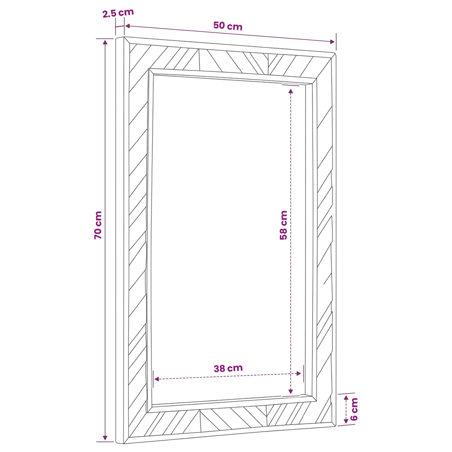 Mirror Brown 70 x 50 x 3 cm Glass