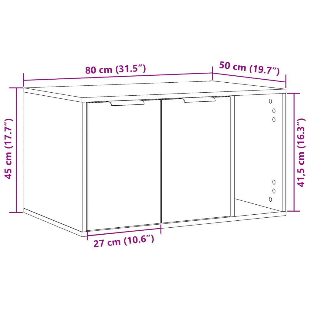 Cat Litter Box Enclosure Grey Sonoma 80x50x45 cm Engineered Wood