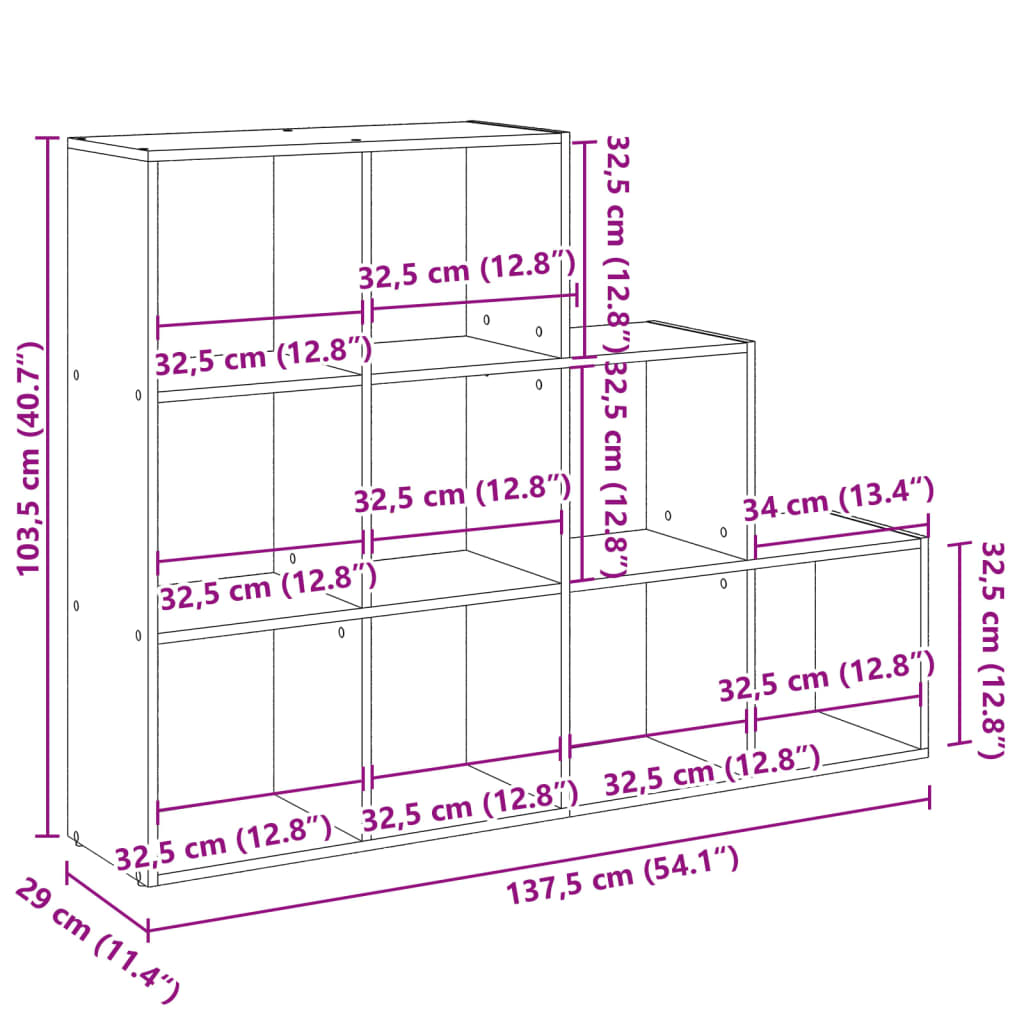 Room Divider Bookcase 3-Tier Artisan Oak 137,5x29x103,5 cm Engineered Wood