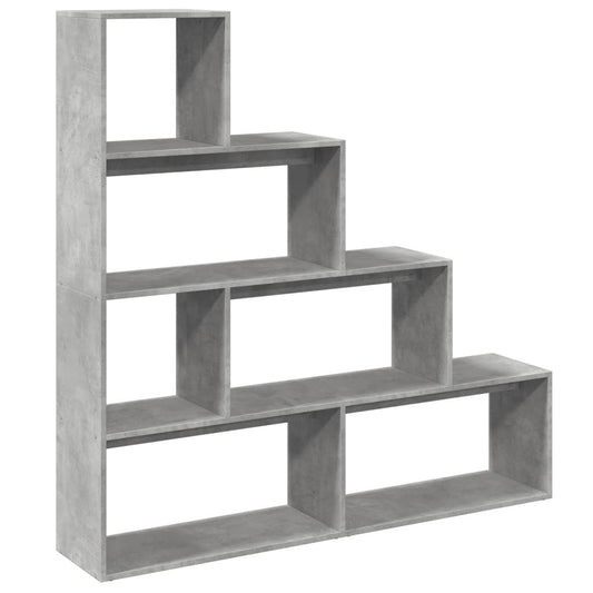 Room Divider Bookcase 4-Tier Concrete Grey 143,5x29x143,5 cm Engineered Wood