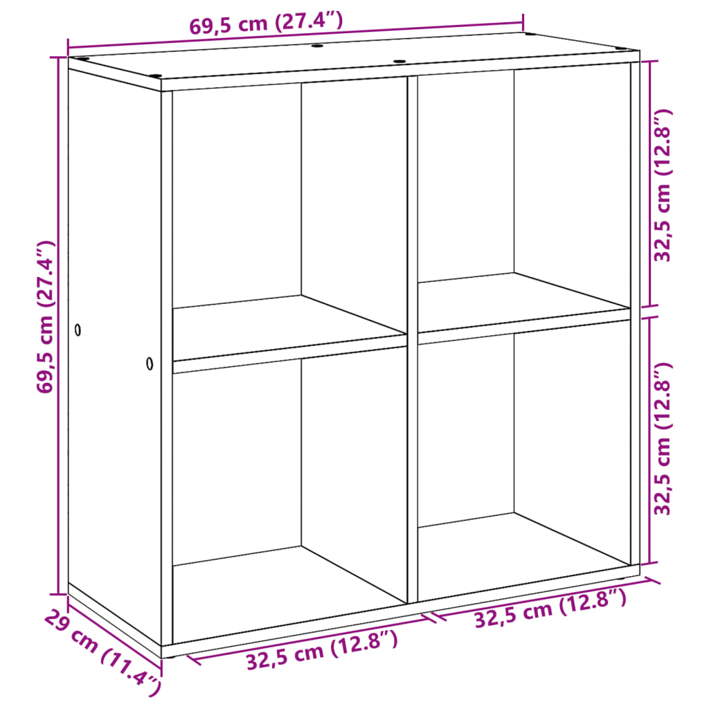 Room Divider Bookcase Sonoma Oak 69,5x29x69,5 cm Engineered Wood