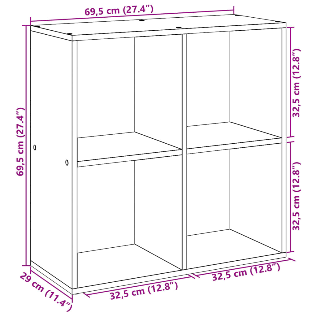 Room Divider Bookcase Old Wood 69,5x29x69,5 cm Engineered Wood