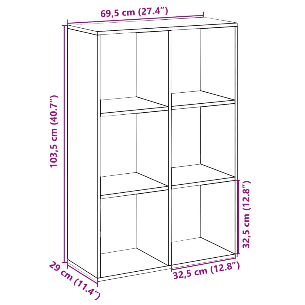 Room Divider Bookcase Concrete Grey 69,5x29x103,5 cm Engineered Wood