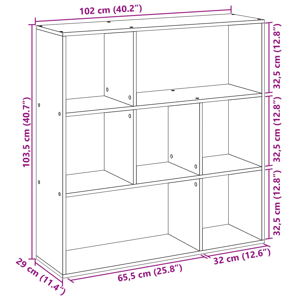 Room Divider Bookcase Black 102x29x103,5 cm Engineered Wood