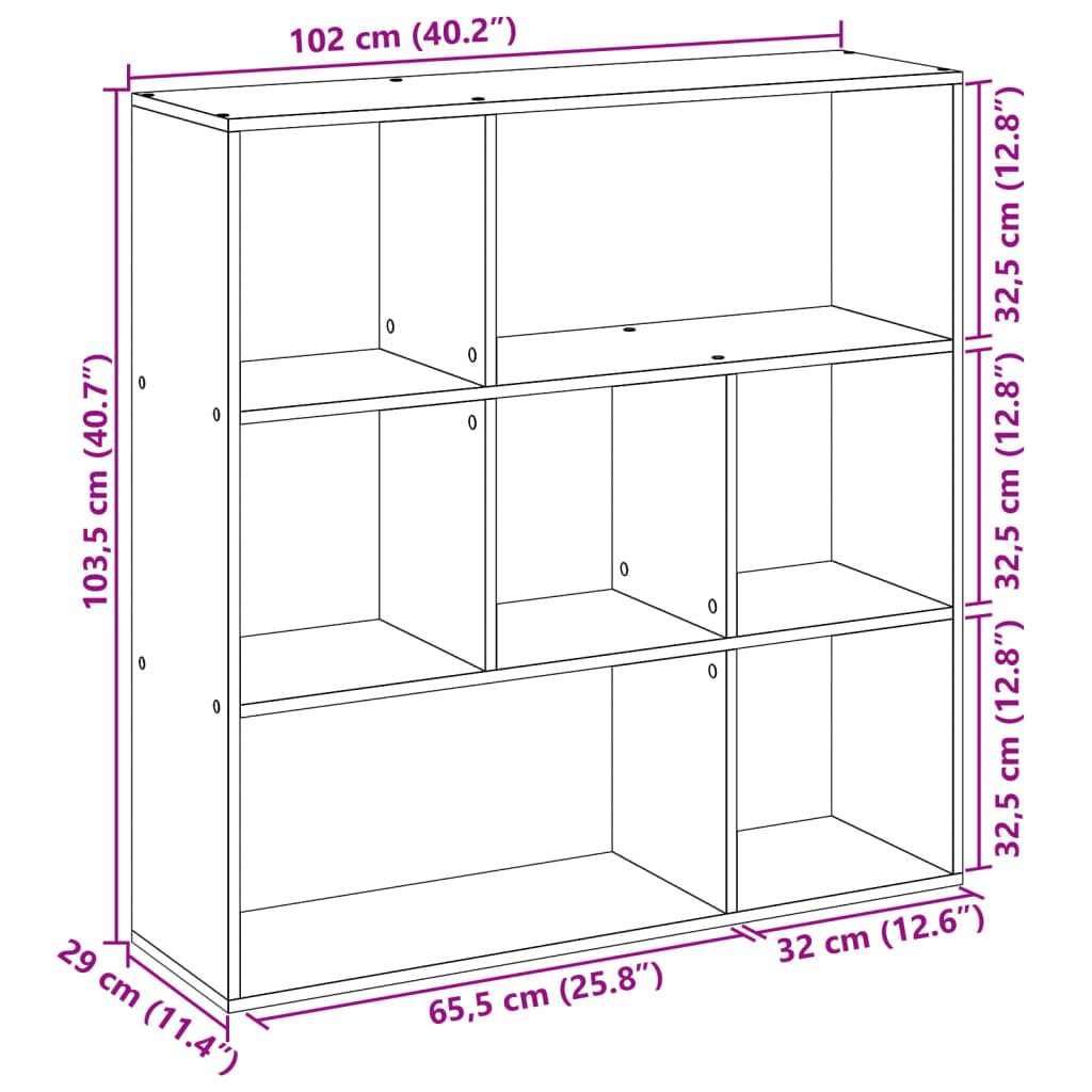 Room Divider Bookcase Concrete Grey 102x29x103,5 cm Engineered Wood