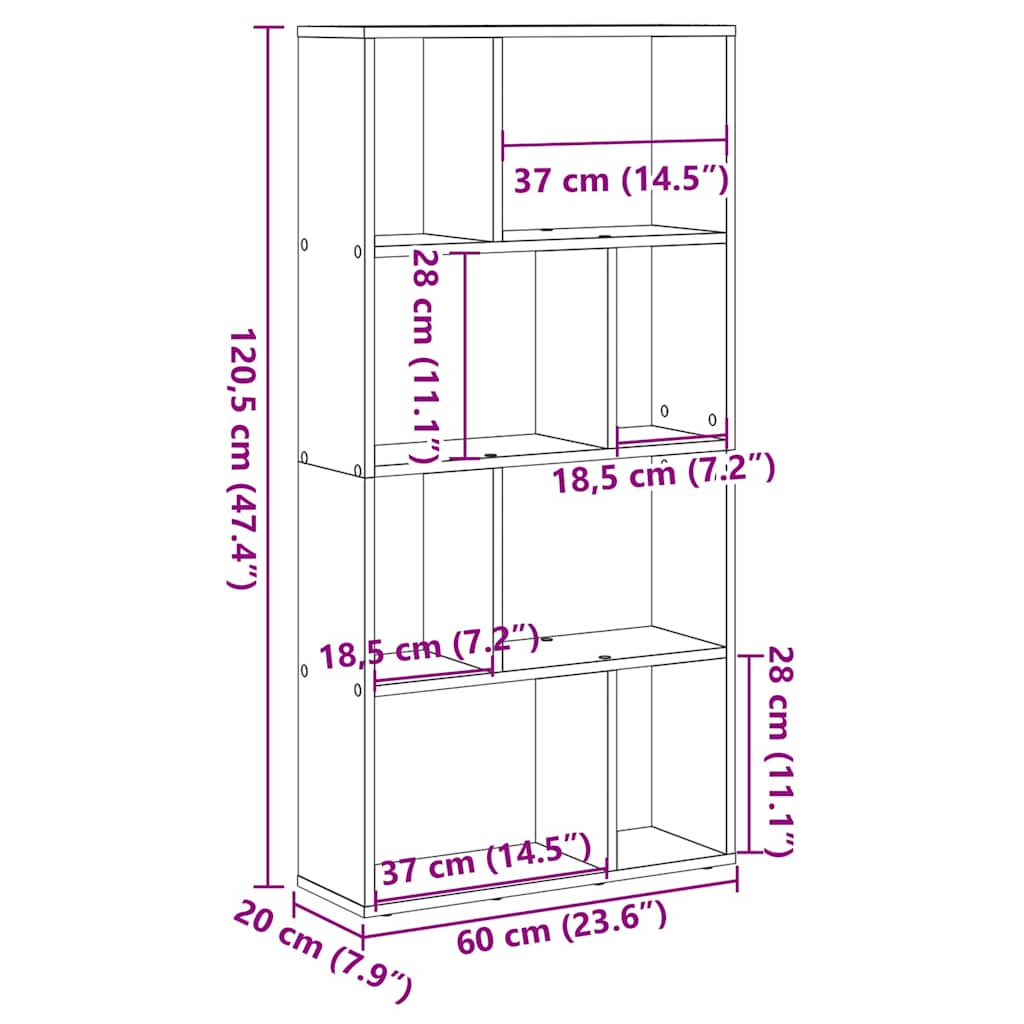 Bookcase Sonoma Oak 60x20x120,5 cm Engineered Wood