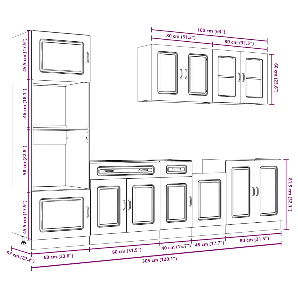 7 Piece Kitchen Cabinet Set "Kalmar" Sonoma Oak Engineered Wood