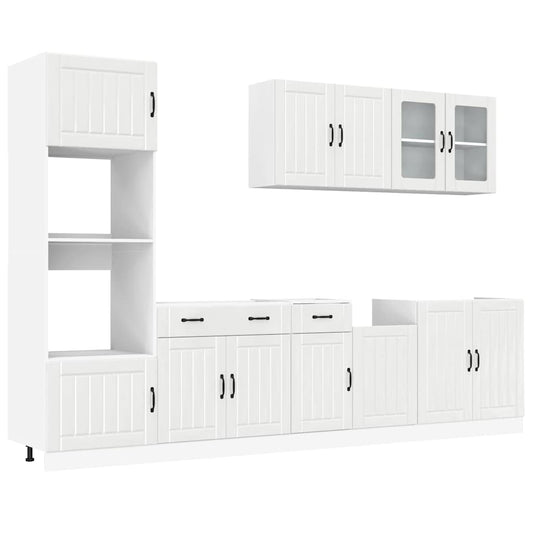 7 Piece Kitchen Cabinet Set Lucca High Gloss White Engineered Wood