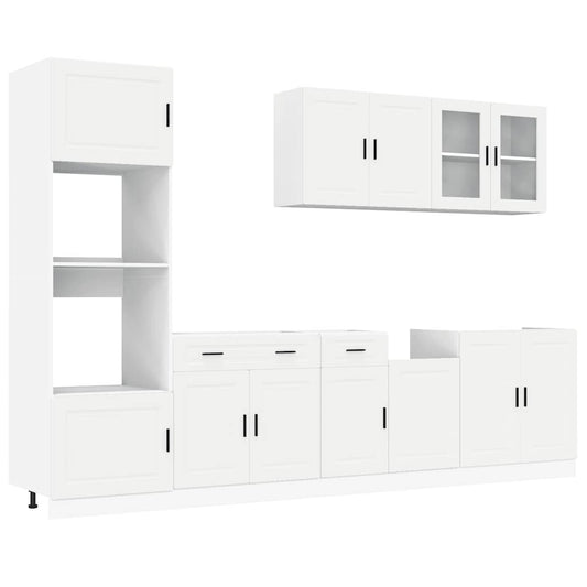 7 Piece Kitchen Cabinet Set Porto White Engineered Wood