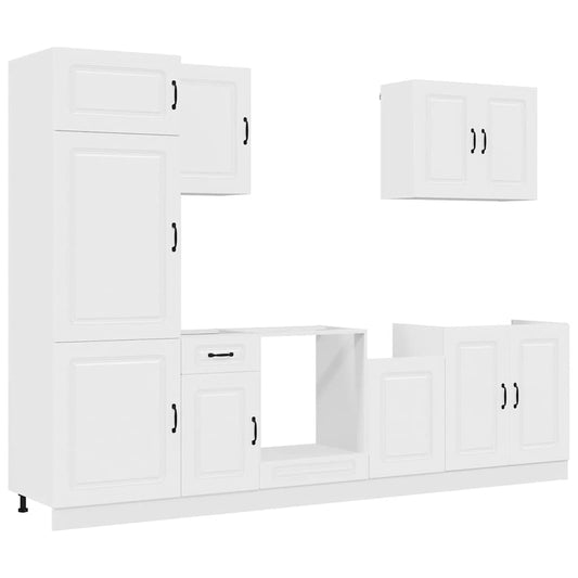 7 Piece Kitchen Cabinet Set Kalmar White Engineered Wood