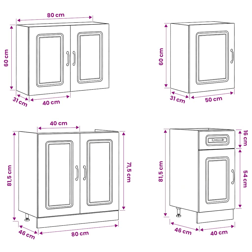 7 Piece Kitchen Cabinet Set Kalmar White Engineered Wood