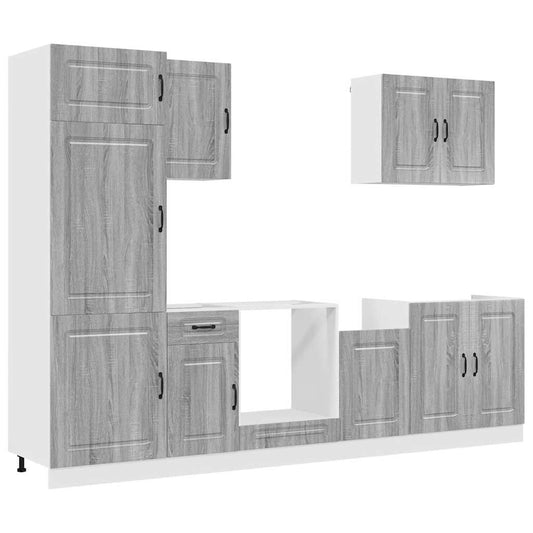 7 Piece Kitchen Cabinet Set Kalmar Grey Sonoma Engineered Wood