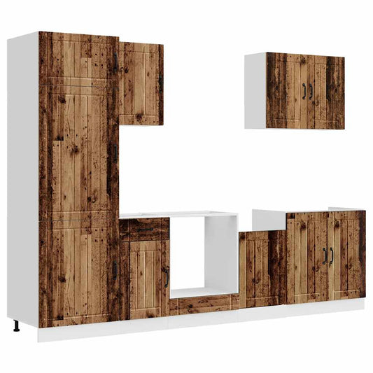 7 Piece Kitchen Cabinet Set Lucca Old Wood Engineered Wood