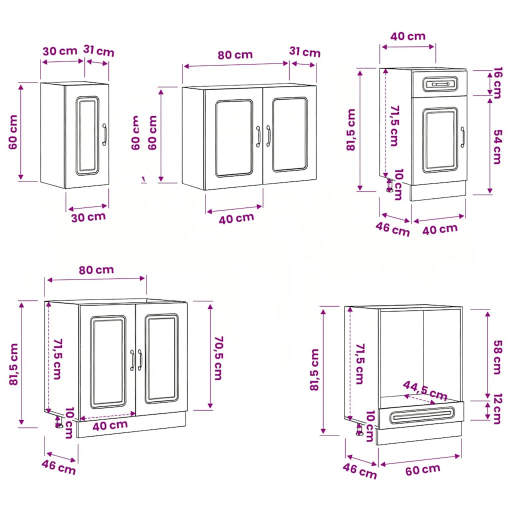8 Piece Kitchen Cabinet Set Kalmar White Engineered Wood