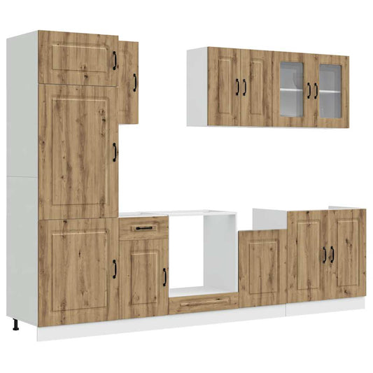8 Piece Kitchen Cabinet Set Kalmar Artisan Oak Engineered Wood