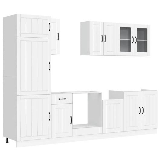 8 Piece Kitchen Cabinet Set Lucca White Engineered Wood