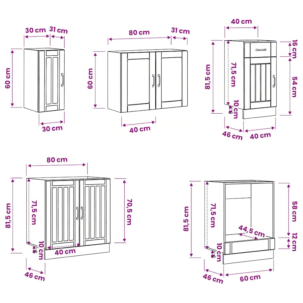 8 Piece Kitchen Cabinet Set Lucca High Gloss White Engineered Wood
