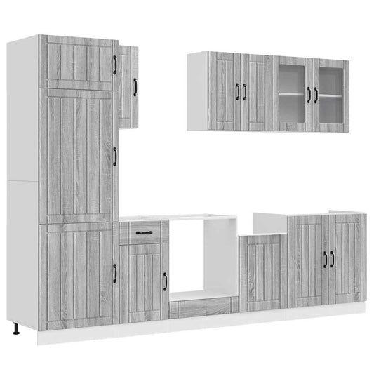 8 Piece Kitchen Cabinet Set Kalmar Grey Sonoma Engineered Wood