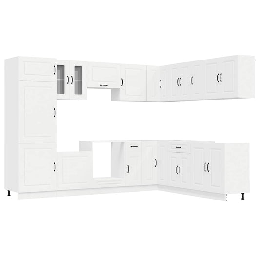 14 Piece Kitchen Cabinet Set Kalmar White Engineered Wood
