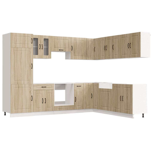 14 Piece Kitchen Cabinet Set "Kalmar" Sonoma Oak Engineered Wood