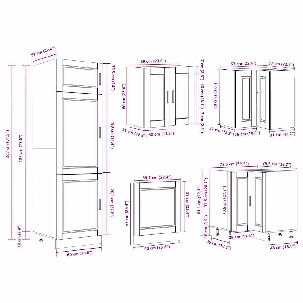 14 Piece Kitchen Cabinet Set Porto Artisan Oak Engineered Wood