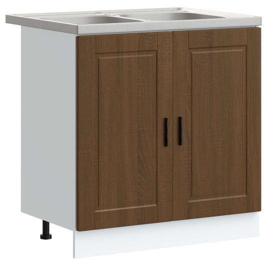 Sink Base Cabinet Porto 2 pcs Brown 80 x 46 x 81.5 cm