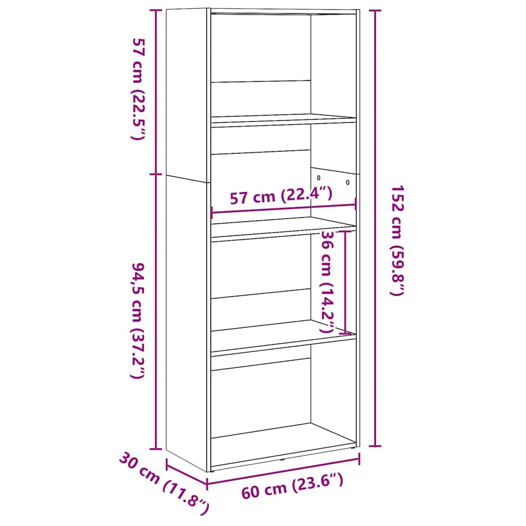 Bookcase Old Wood 60x30x152 cm Engineered Wood