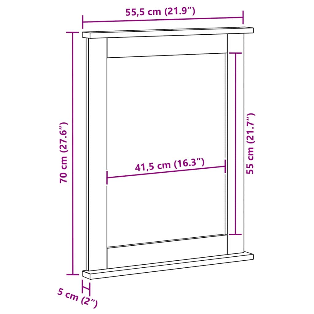 Mirror VIGO Honey Brown 55.5 x 5 x 70 cm Solid pine wood