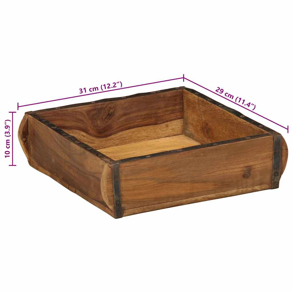 Tray Brown 29 x 31 x 10 cm Solid Reclaim Wood