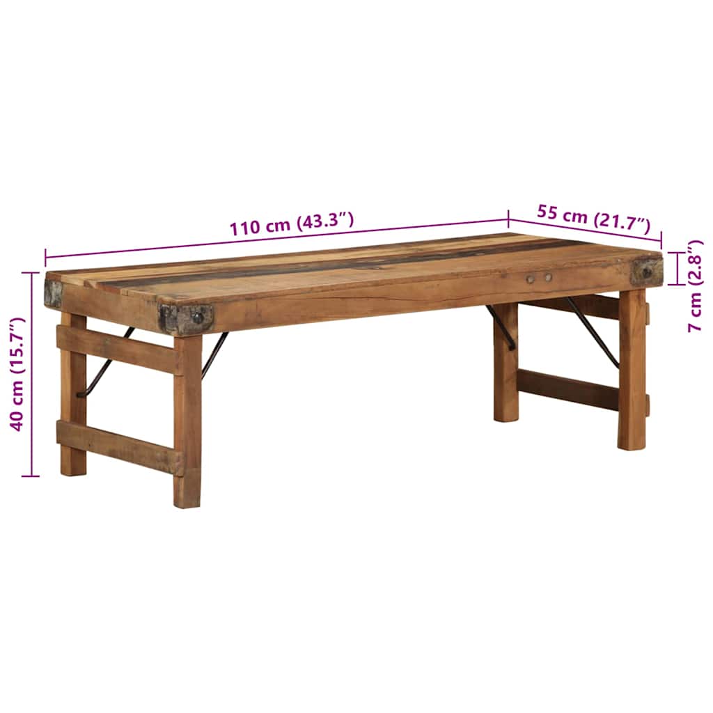 Coffee Table Brown 110 x 55 x 40 cm Solid Reclaim Wood