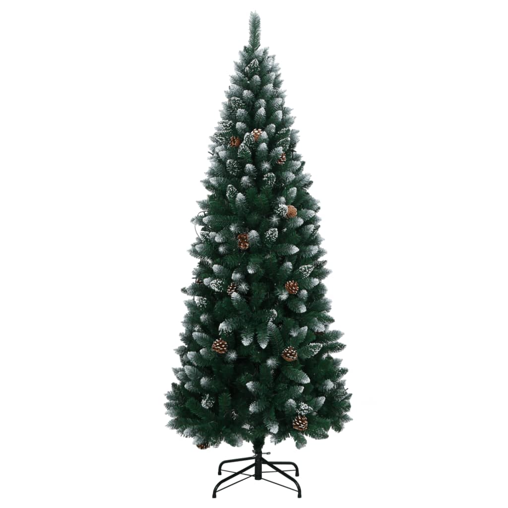 Artificial Christmas Tree Green and White PVC and Steel 47.2 in