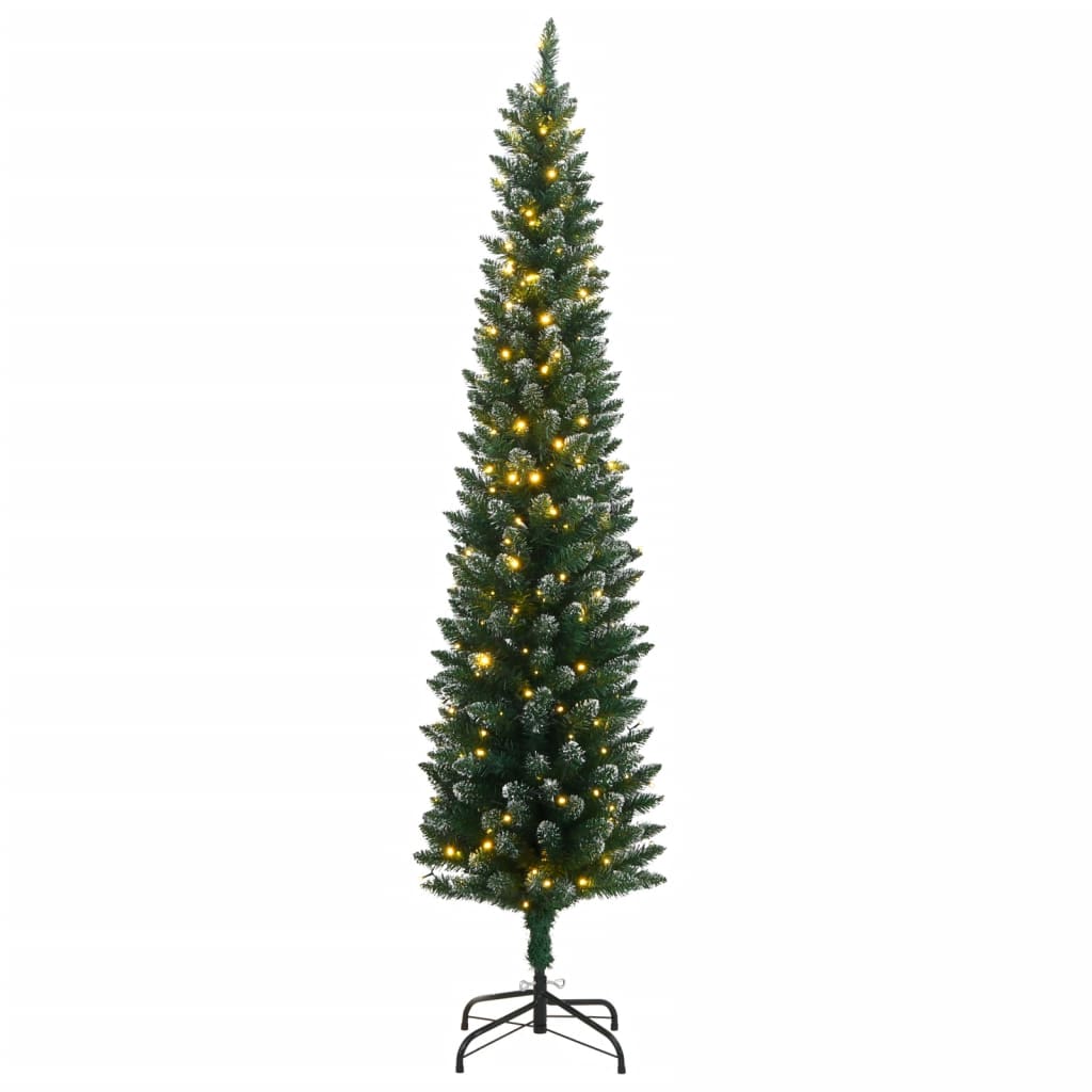 Artificial Slim Christmas Tree Green and white PVC Slim