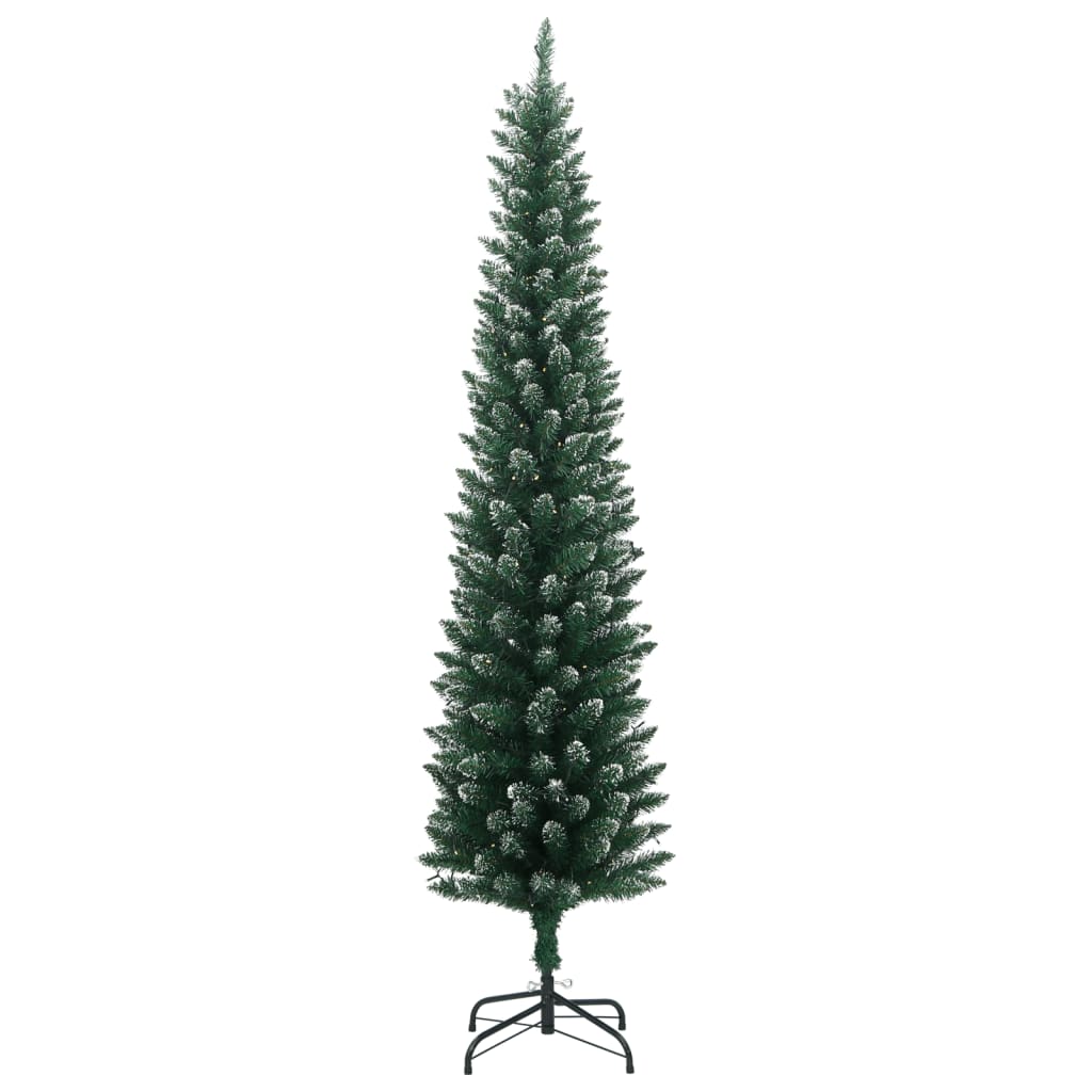 Artificial Slim Christmas Tree Green and white PVC Slim