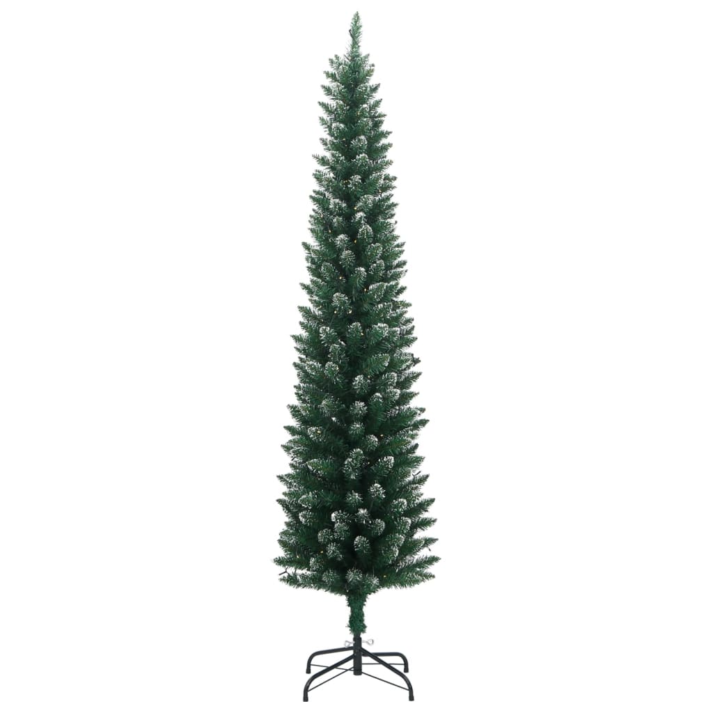 Artificial Slim Christmas Tree Green and white PVC, Steel Slim