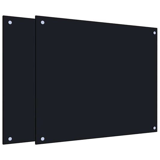 Kitchen Backsplashes 2 pcs Black 70x60 cm Tempered Glass