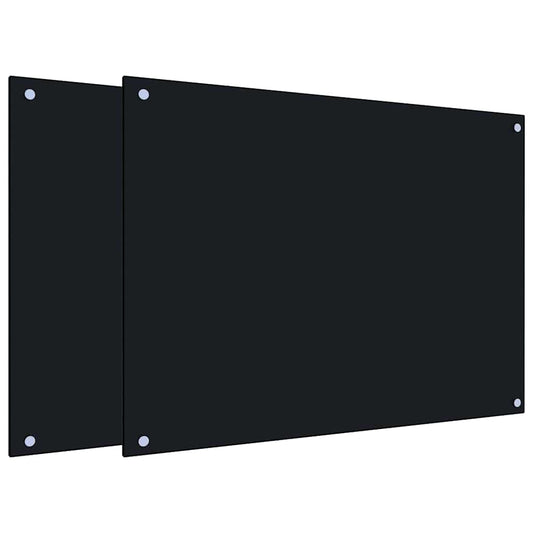 Kitchen Backsplashes 2 pcs Black 80x60 cm Tempered Glass