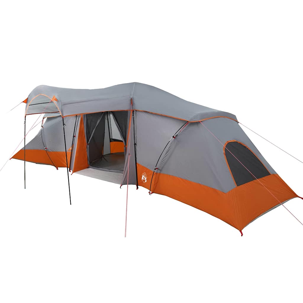 Family Tent 6-Person Grey and Orange Polyester and Fiberglass