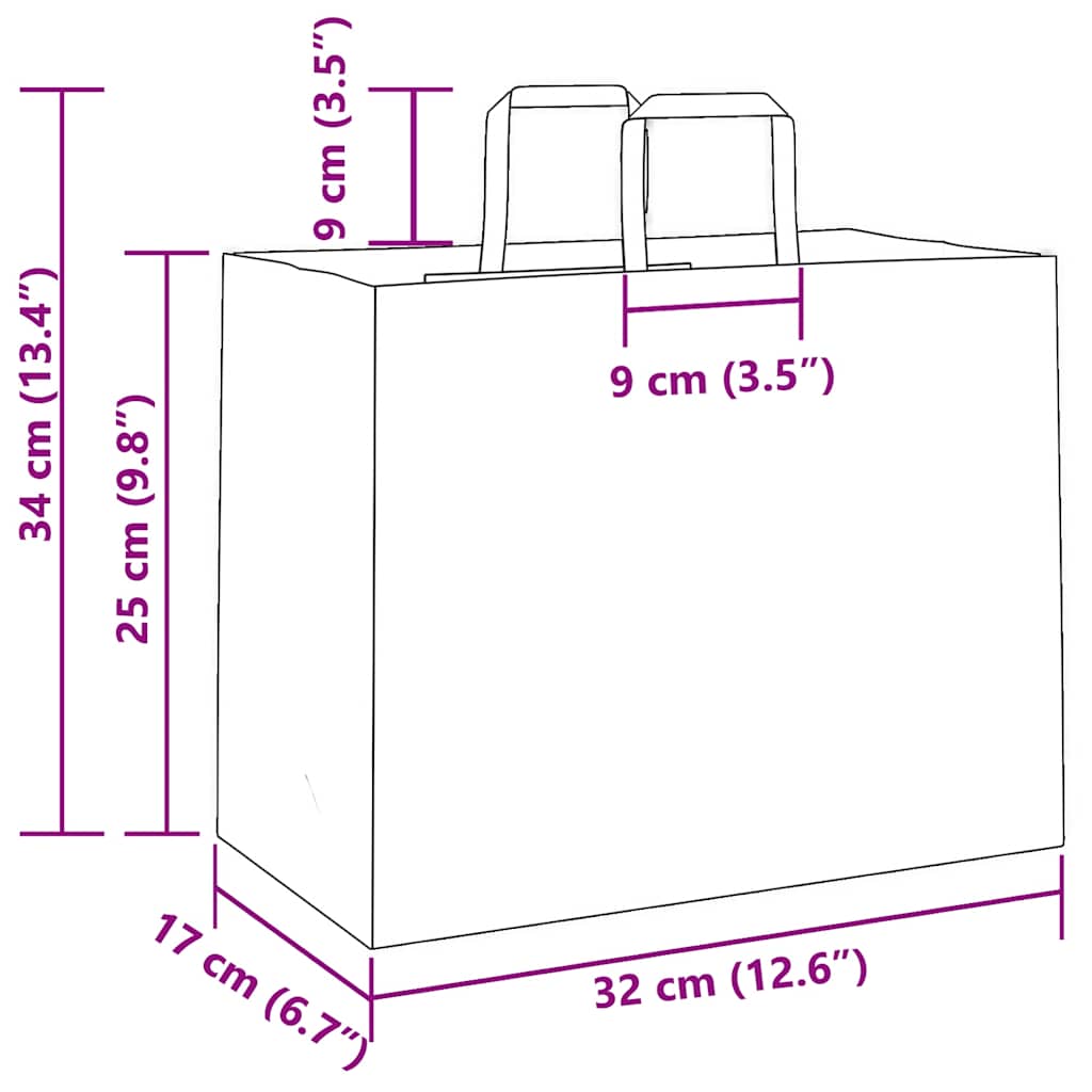 Paper Bags 250 pcs with Handles Pink 32x17x25 cm